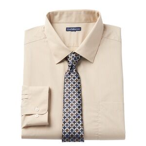 Croft & Barrow Tan Dress Shirt with Pointed Collar
